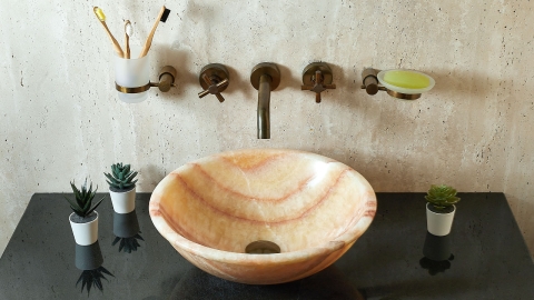 Накладная раковина чаша для ванной Sfera из оникса Honey Onyx_4