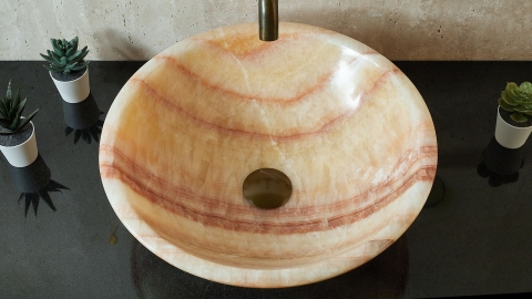 Накладная раковина чаша для ванной Sfera из оникса Honey Onyx_5