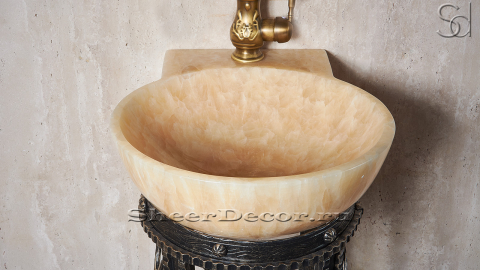 Желтая раковина Sfera M10 из камня оникса Honey Onyx ИНДИЯ 0010161110 для ванной комнаты_2
