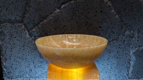 Желтая раковина Sfera из камня оникса Honey Onyx ИНДИЯ 001016111 для ванной комнаты_16