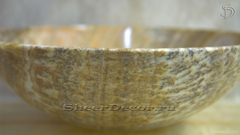 Коричневая раковина Sfera из камня оникса Leopard Honey ИНДИЯ 001036111 для ванной комнаты_2