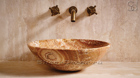 Коричневая раковина Sfera из камня оникса Leopard Honey ИНДИЯ 001036111 для ванной комнаты_9