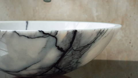 Белая раковина Sfera из натурального мрамора Milas Lilac ТУРЦИЯ 001132111 для ванной комнаты_12