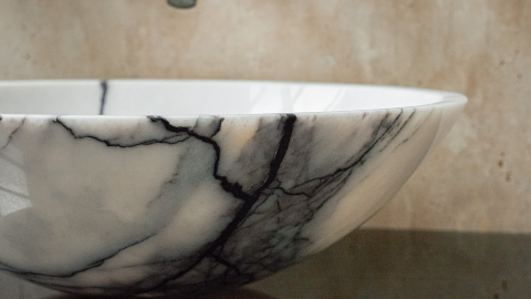 Белая раковина Sfera из натурального мрамора Milas Lilac ТУРЦИЯ 001132111 для ванной комнаты_6