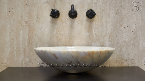 Мраморная раковина Sfera из белого камня Milk River ИНДИЯ 001048111 для ванной комнаты_2
