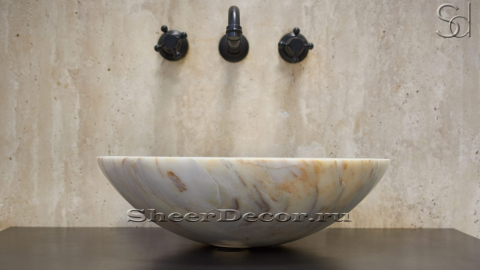 Мраморная раковина Sfera из белого камня Milk River ИНДИЯ 001048111 для ванной комнаты_4
