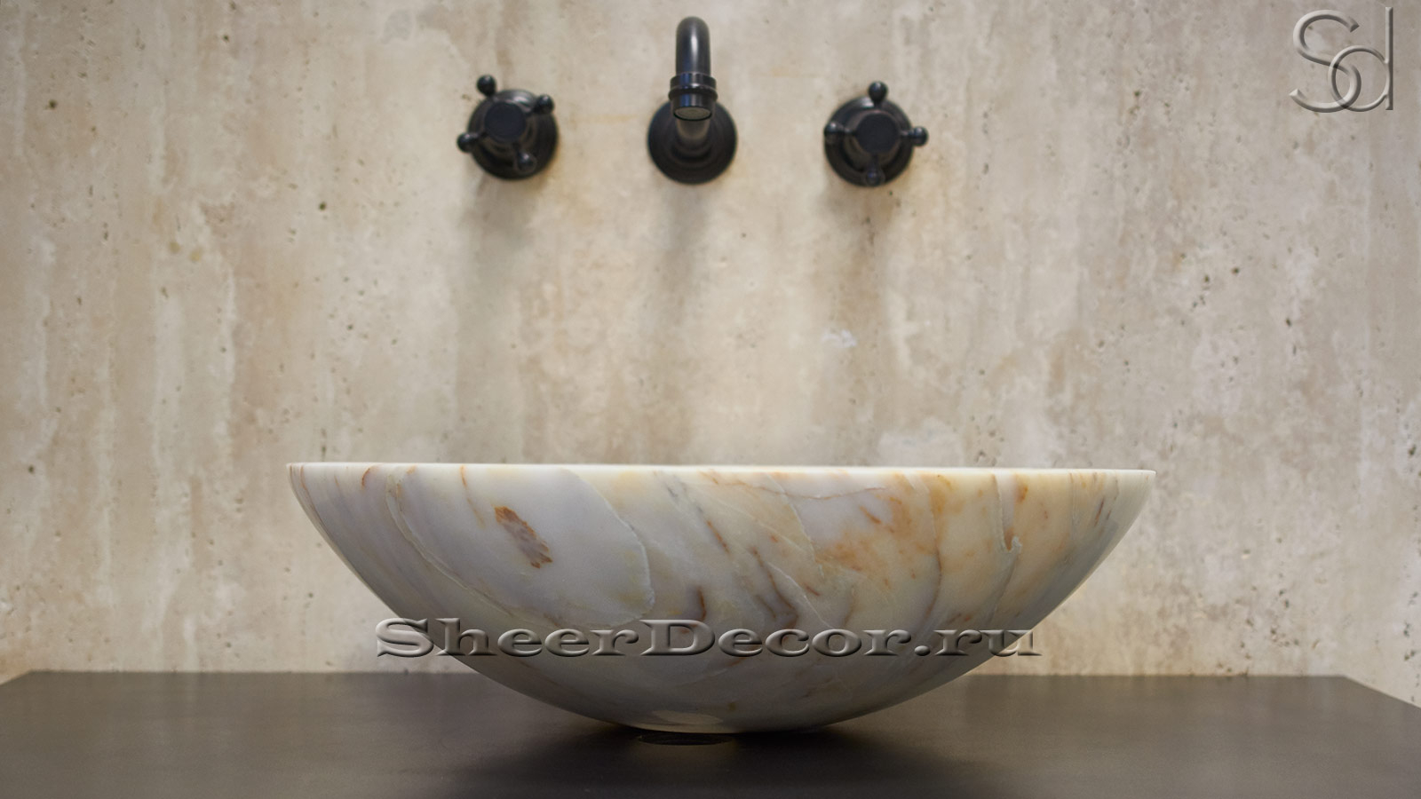 Мраморная раковина Sfera из белого камня Milk River ИНДИЯ 001048111 для ванной комнаты_3