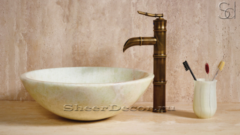 Зеленая раковина Sfera из камня оникса Ming Green ИНДИЯ 001063111 для ванной комнаты_2