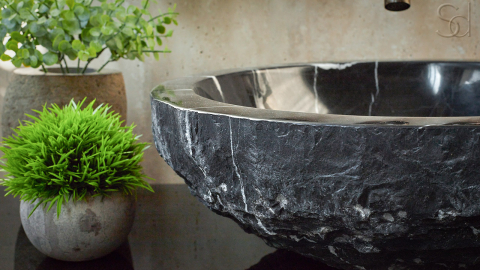 Мраморная раковина Sfera из черного камня Nero Marquina ИСПАНИЯ 001018311 для ванной комнаты_5