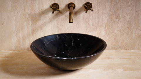Черная раковина Sfera из натурального мрамора Nero Marquina ИСПАНИЯ 001018111 для ванной комнаты_2