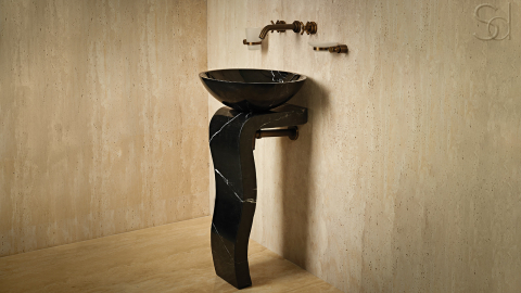 Черная раковина Sfera из натурального мрамора Nero Marquina ИСПАНИЯ 001018111 для ванной комнаты_4