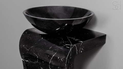 Черная раковина Sfera из натурального мрамора Nero Marquina ИСПАНИЯ 001018111 для ванной комнаты_5