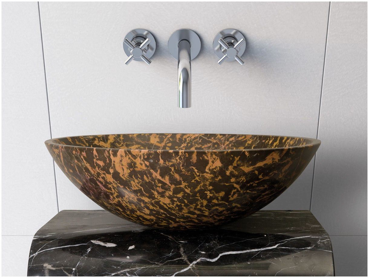 Коричневая раковина Sfera из натурального мрамора Orange Portoro ИНДИЯ 001075111 для ванной комнаты_1