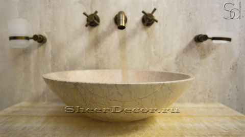 Мраморная раковина Sfera из бежевого камня Rosalia ТУРЦИЯ 001091111 для ванной комнаты_2