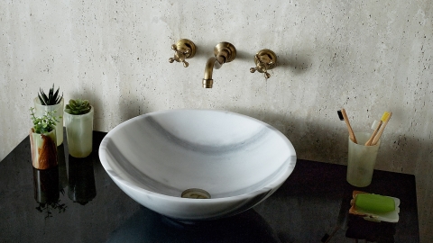 Серая раковина Sfera из натурального мрамора Striato Olimpico ТУРЦИЯ 001458111 для ванной комнаты_4