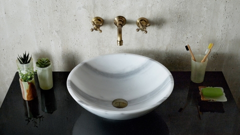 Серая раковина Sfera из натурального мрамора Striato Olimpico ТУРЦИЯ 001458111 для ванной комнаты_5