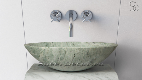 Зеленая раковина Sfera из натурального мрамора Verde Spluga ИНДИЯ 001052111 для ванной комнаты_1