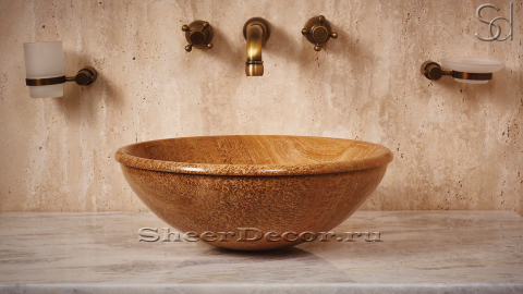 Мраморная раковина Sfera M2 из коричневого камня Wooden Yellow ЕГИПЕТ 001032112 для ванной комнаты_1