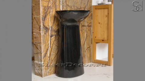 Базальтовая раковина на пьедестале Sierra M3 из черного камня Carbon ИНДОНЕЗИЯ 128008173 для ванной комнаты_2