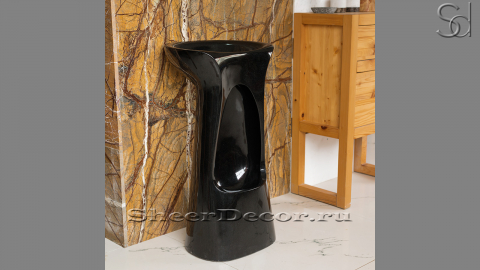 Базальтовая раковина на пьедестале Sierra M3 из черного камня Carbon ИНДОНЕЗИЯ 128008173 для ванной комнаты_4