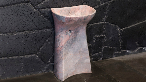 Мраморная раковина на пьедестале Sierra M9 из серого камня Emperador Grey ТУРЦИЯ 128076179 для ванной комнаты_2