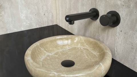 Настенный смеситель для раковины Solitario Smart из латуни сорта Black Brass ИНДИЯ 556401003_1