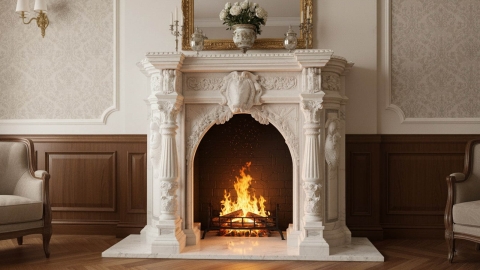 Мраморный портал белого цвета для отделки камина Sonal из натурального камня Bianco Extra 660111901_5