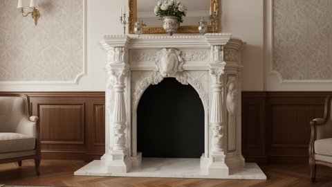 Мраморный портал белого цвета для отделки камина Sonal из натурального камня Bianco Extra 660111901_7