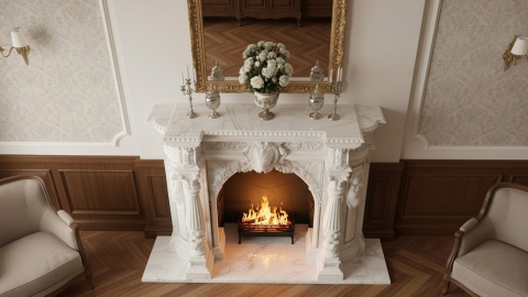 Мраморный портал белого цвета для отделки камина Sonal из натурального камня Bianco Extra 660111901_9