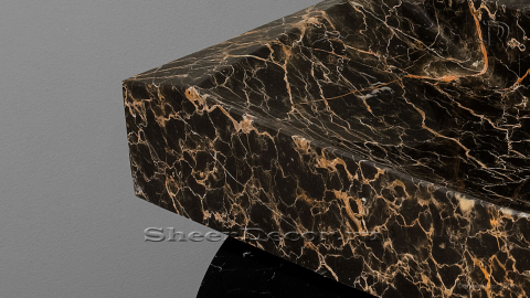 Коричневая раковина Tereza из натурального мрамора Black and Gold  ПАКИСТАН 033028111 для ванной комнаты_2