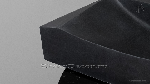 Базальтовая раковина Tereza из черного камня Mongolian Black ИНДОНЕЗИЯ 033031011 для ванной комнаты_2
