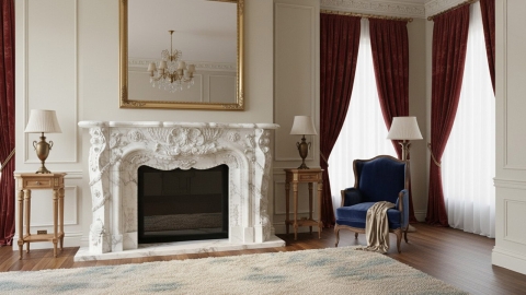 Мраморный портал для отделки камина Teuta из натурального камня Bianco Extra 671111902_7 Каменный портал белого цвета для облицовки камина Teuta M2 из мрамора Bianco Extra 671111902_7