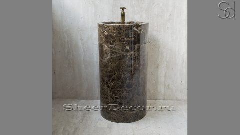 Мраморная раковина на пьедестале Toba M2 из коричневого камня Emperador Dark ИСПАНИЯ 412042172 для ванной комнаты_1
