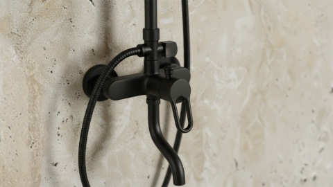 Настенная лейка для душа Treen Standard из латуни Black Brass_4