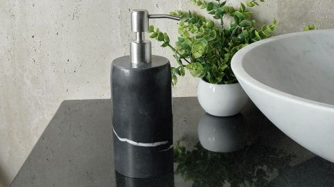 Мраморная дозатор круглой формы Tubo из черного камня Nero Marquina_2