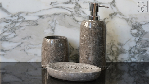 Дозатор круглой формы Tubo из коричневого камня Reddish Gray_2