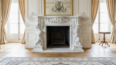 Мраморный портал белого цвета для отделки камина Vanda из натурального камня Bianco Extra 688111901_2