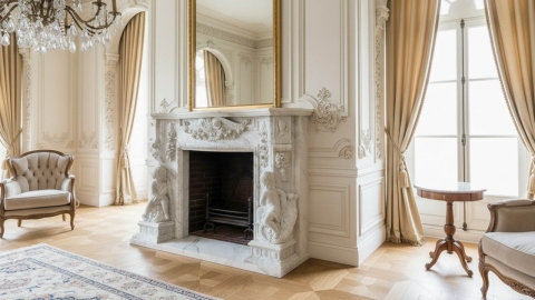 Мраморный портал белого цвета для отделки камина Vanda из натурального камня Bianco Extra 688111901_4