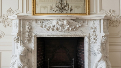 Мраморный портал белого цвета для отделки камина Vanda из натурального камня Bianco Extra 688111901_9