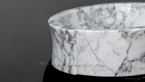 Белая раковина Vela из натурального мрамора Bianco Carrara ИТАЛИЯ 036005111 для ванной комнаты_2