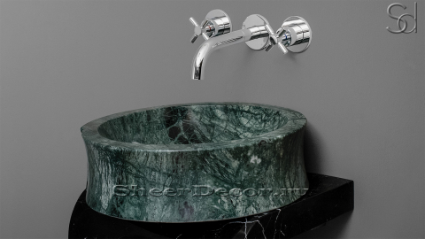 Зеленая раковина Vela из натурального мрамора Dark Green ИТАЛИЯ 036013111 для ванной комнаты_3