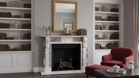 Каменный портал белого цвета для облицовки камина Vida M2 из мрамора Bianco Extra 178111402_5