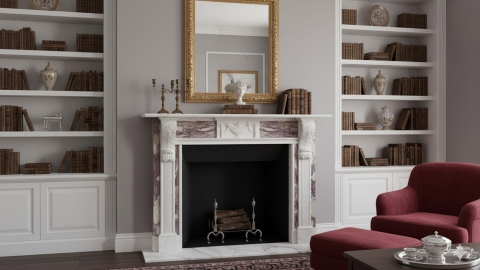 Каменный портал белого цвета для облицовки камина Vida M2 из мрамора Bianco Extra 178111402_6