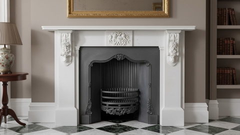 Мраморный портал белого цвета для отделки камина Vida из натурального камня Bianco Extra 178111901_5