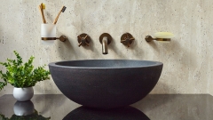 Черная раковина Bowl из натурального гранита Carbon ИНДОНЕЗИЯ 637008111 для ванной комнаты_4