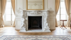 Каменный портал для облицовки камина Vanda из мрамора Bianco Extra 688111901_1 Мраморный портал белого цвета для отделки камина Vanda из натурального камня Bianco Extra 688111901_1