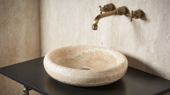Каменная раковина Ronda M8 из желтого камня Honey Onyx ИНДИЯ 003016118 для ванной комнаты_1