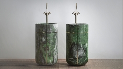 Зеленая раковина с пьедесталом Anelia M9 из натурального мрамора Dark Green ИНДИЯ 233013079 для  комнаты_1