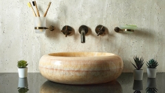 Каменная раковина круглой формы Ronda из желтого камня Honey Onyx_1