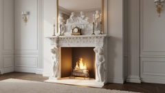 Каменный портал для облицовки камина Zelda из мрамора Bianco Extra 704111901_2 Мраморный портал белого цвета для отделки камина Zelda из натурального камня Bianco Extra 704111901_2